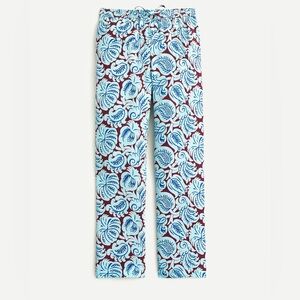 J. Crew Pull-on Silk Pants in Aqua Paisley | 16 | NWT